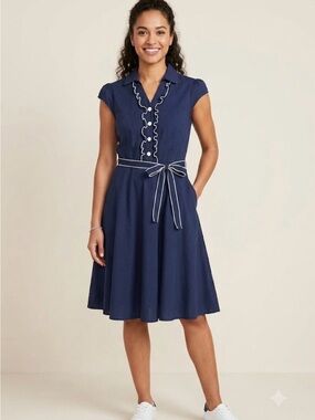Modcloth Navy Blue Retro Heart Button Pin Up Dress